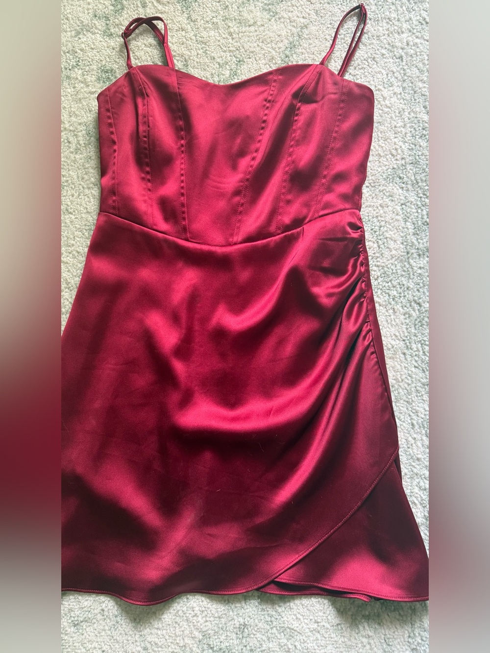 Homecoming Sleeveless Satin Mini Dress in Burgundy 0/XS